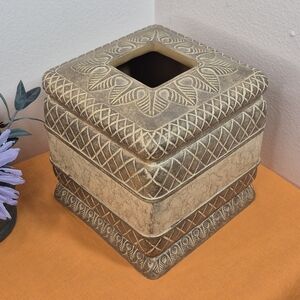 India Ink Corinthian Tissue Box Cover Resin 6"x6"x6"